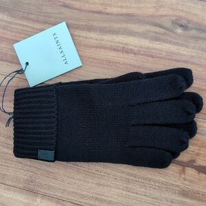 All Saints Rib Mix Wool Blend Black Gloves Nwt ❤️